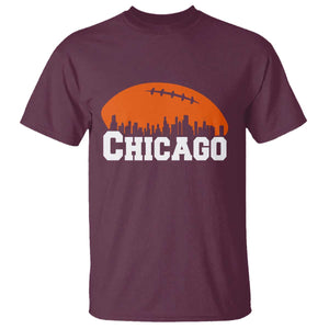 Chicago Skyline Football Graphic T Shirt Bold Windy City Fan Art for Game Days TS02 Maroon Print Your Wear