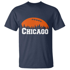 Chicago Skyline Football Graphic T Shirt Bold Windy City Fan Art for Game Days TS02 Navy Print Your Wear