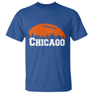 Chicago Skyline Football Graphic T Shirt Bold Windy City Fan Art for Game Days TS02 Royal Blue Print Your Wear