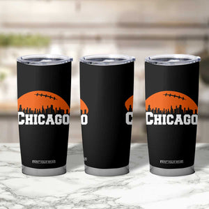 Chicago Skyline Football Graphic Tumbler Cup Bold Windy City Fan Art for Game Days TS02 Print Your Wear