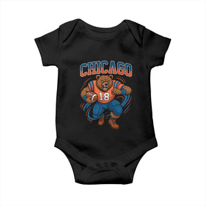 Fierce Football Bear Baby Onesie Chicago Fan Number 18 Bold Orange Game Day Spirit TS02 Black Print Your Wear