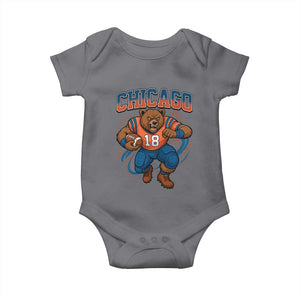 Fierce Football Bear Baby Onesie Chicago Fan Number 18 Bold Orange Game Day Spirit TS02 Charcoal Print Your Wear
