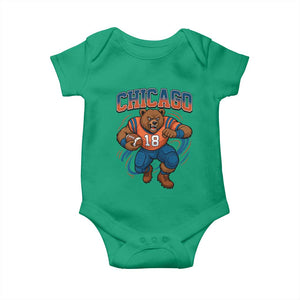 Fierce Football Bear Baby Onesie Chicago Fan Number 18 Bold Orange Game Day Spirit TS02 Irish Green Print Your Wear