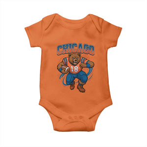 Fierce Football Bear Baby Onesie Chicago Fan Number 18 Bold Orange Game Day Spirit TS02 Orange Print Your Wear