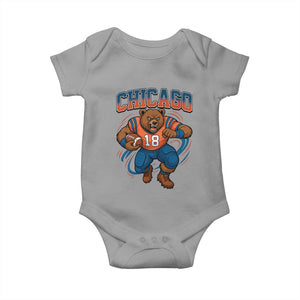 Fierce Football Bear Baby Onesie Chicago Fan Number 18 Bold Orange Game Day Spirit TS02 Sport Gray Print Your Wear
