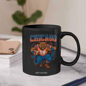 Fierce Football Bear Coffee Mug Chicago Fan Number 18 Bold Orange Game Day Spirit TS02 Print Your Wear