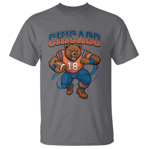Fierce Football Bear T Shirt Chicago Fan Number 18 Bold Orange Game Day Spirit TS02 Charcoal Print Your Wear