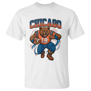 Fierce Football Bear T Shirt Chicago Fan Number 18 Bold Orange Game Day Spirit TS02 White Print Your Wear