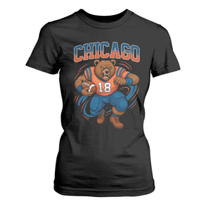Fierce Football Bear T Shirt For Women Chicago Fan Number 18 Bold Orange Game Day Spirit TS02 Black Print Your Wear