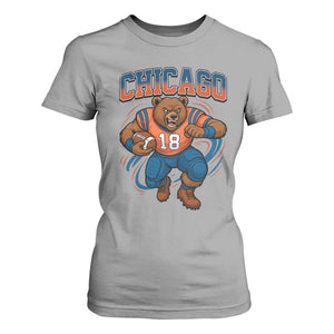 Fierce Football Bear T Shirt For Women Chicago Fan Number 18 Bold Orange Game Day Spirit TS02 Sport Gray Print Your Wear