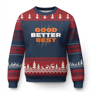 Good Better Best Chicago Football Inspirational Ugly Christmas Sweater Fierce Bears Claw Graphic for Fan TS02 Navy Red Print Your Wear