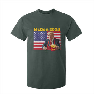 Funny Trump French Fries T Shirt For Kid McDon 2024 Cooking Fry American Flag TS02 Dark Forest Green Print Your Wear