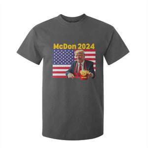Funny Trump French Fries T Shirt For Kid McDon 2024 Cooking Fry American Flag TS02 Dark Heather Print Your Wear