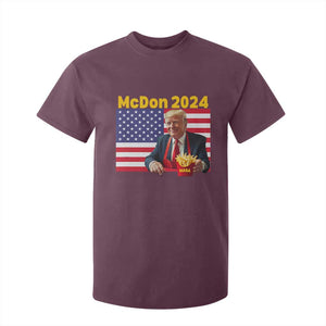 Funny Trump French Fries T Shirt For Kid McDon 2024 Cooking Fry American Flag TS02 Maroon Print Your Wear