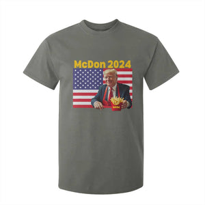 Funny Trump French Fries T Shirt For Kid McDon 2024 Cooking Fry American Flag TS02 Military Green Print Your Wear