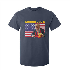 Funny Trump French Fries T Shirt For Kid McDon 2024 Cooking Fry American Flag TS02 Navy Print Your Wear