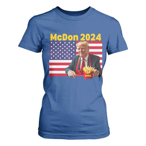Funny Trump French Fries T Shirt For Women McDon 2024 Cooking Fry American Flag TS02 Royal Blue Print Your Wear