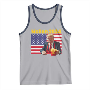 Funny Trump French Fries Tank Top McDon 2024 Cooking Fry American Flag TS02 Athletic Heather Navy Print Your Wear