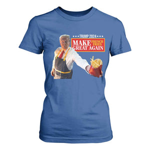 Funny Trump Fry 2024 T Shirt For Women Make French Fries Great Again TS02 Royal Blue Print Your Wear