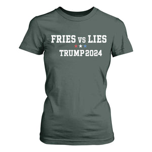 Funny Trump French Fry T Shirt For Women Fries vs Lies 2024 TS02 Dark Forest Green Print Your Wear