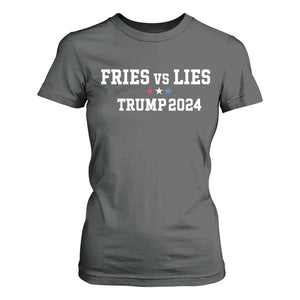 Funny Trump French Fry T Shirt For Women Fries vs Lies 2024 TS02 Dark Heather Print Your Wear