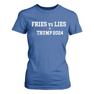 Funny Trump French Fry T Shirt For Women Fries vs Lies 2024 TS02 Royal Blue Print Your Wear