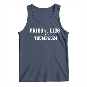 Funny Trump French Fry Tank Top Fries vs Lies 2024 TS02 Navy Print Your Wear