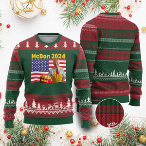 Funny Trump French Fries Ugly Christmas Sweater McDon 2024 American Flag Cooking Fry TS02 Red Green Print Your Wear