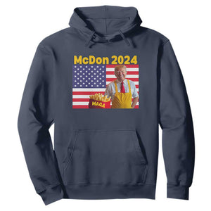 Funny Trump French Fries Hoodie McDon 2024 American Flag Cooking Fry TS02 Navy Print Your Wear
