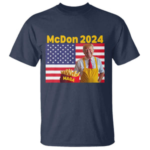Funny Trump French Fries T Shirt McDon 2024 American Flag Cooking Fry TS02 Navy Print Your Wear