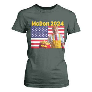 Funny Trump French Fries T Shirt For Women McDon 2024 American Flag Cooking Fry TS02 Dark Forest Green Print Your Wear