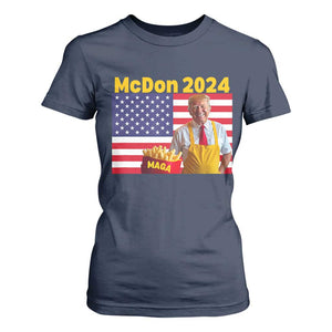 Funny Trump French Fries T Shirt For Women McDon 2024 American Flag Cooking Fry TS02 Navy Print Your Wear