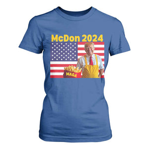 Funny Trump French Fries T Shirt For Women McDon 2024 American Flag Cooking Fry TS02 Royal Blue Print Your Wear