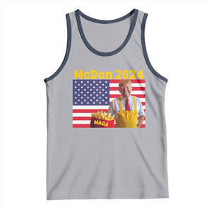 Funny Trump French Fries Tank Top McDon 2024 American Flag Cooking Fry TS02 Athletic Heather Navy Print Your Wear