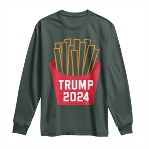 Funny Trump 2024 French Fries Long Sleeve Shirt Fast Food Lover TS02 Dark Forest Green Print Your Wear