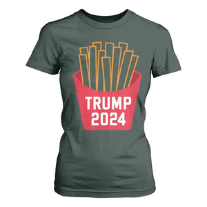 Funny Trump 2024 French Fries T Shirt For Women Fast Food Lover TS02 Dark Forest Green Print Your Wear
