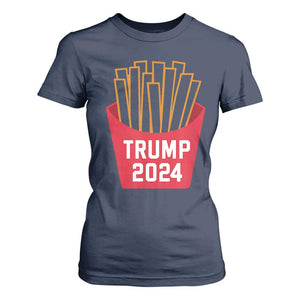 Funny Trump 2024 French Fries T Shirt For Women Fast Food Lover TS02 Navy Print Your Wear