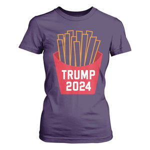 Funny Trump 2024 French Fries T Shirt For Women Fast Food Lover TS02 Purple Print Your Wear