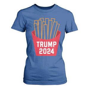 Funny Trump 2024 French Fries T Shirt For Women Fast Food Lover TS02 Royal Blue Print Your Wear