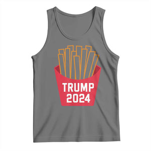 Funny Trump 2024 French Fries Tank Top Fast Food Lover TS02 Black Heather Print Your Wear