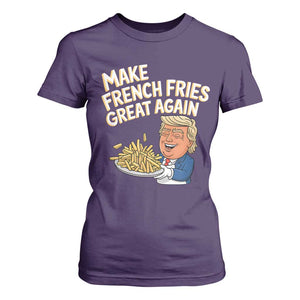 Funny Trump Fry 2024 T Shirt For Women Make French Fries Great Again Cooking TS02 Purple Print Your Wear
