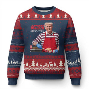 Funny Trump French Fries Ugly Christmas Sweater October Surp-Fries Cooking TS02 Navy Red Print Your Wear
