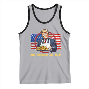 Funny Trump Fry 2024 Tank Top Make French Fries Great Again American Flag TS02 Athletic Heather Black Print Your Wear