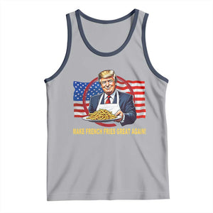 Funny Trump Fry 2024 Tank Top Make French Fries Great Again American Flag TS02 Athletic Heather Navy Print Your Wear