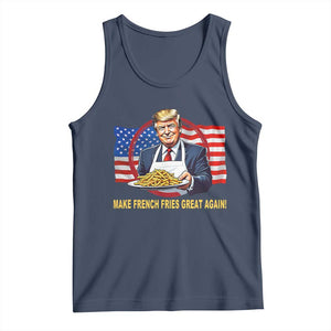 Funny Trump Fry 2024 Tank Top Make French Fries Great Again American Flag TS02 Navy Print Your Wear