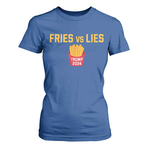 Funny Trump French Fry 2024 T Shirt For Women Fries vs Lies TS02 Royal Blue Print Your Wear