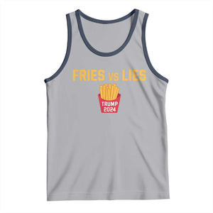 Funny Trump French Fry 2024 Tank Top Fries vs Lies TS02 Athletic Heather Navy Print Your Wear