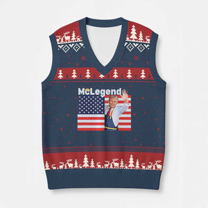 Funny Trump French Fries 2024 V-Neck Knit Sweater Vest McLegend Fast Food Worker American Flag TS02 Navy Red Print Your Wear