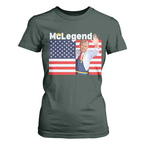 Funny Trump French Fries 2024 T Shirt For Women McLegend Fast Food Worker American Flag TS02 Dark Forest Green Print Your Wear