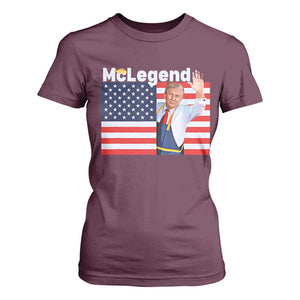 Funny Trump French Fries 2024 T Shirt For Women McLegend Fast Food Worker American Flag TS02 Maroon Print Your Wear